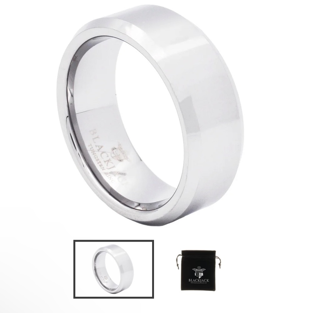 Mens Polished Tungsten , Band Ring